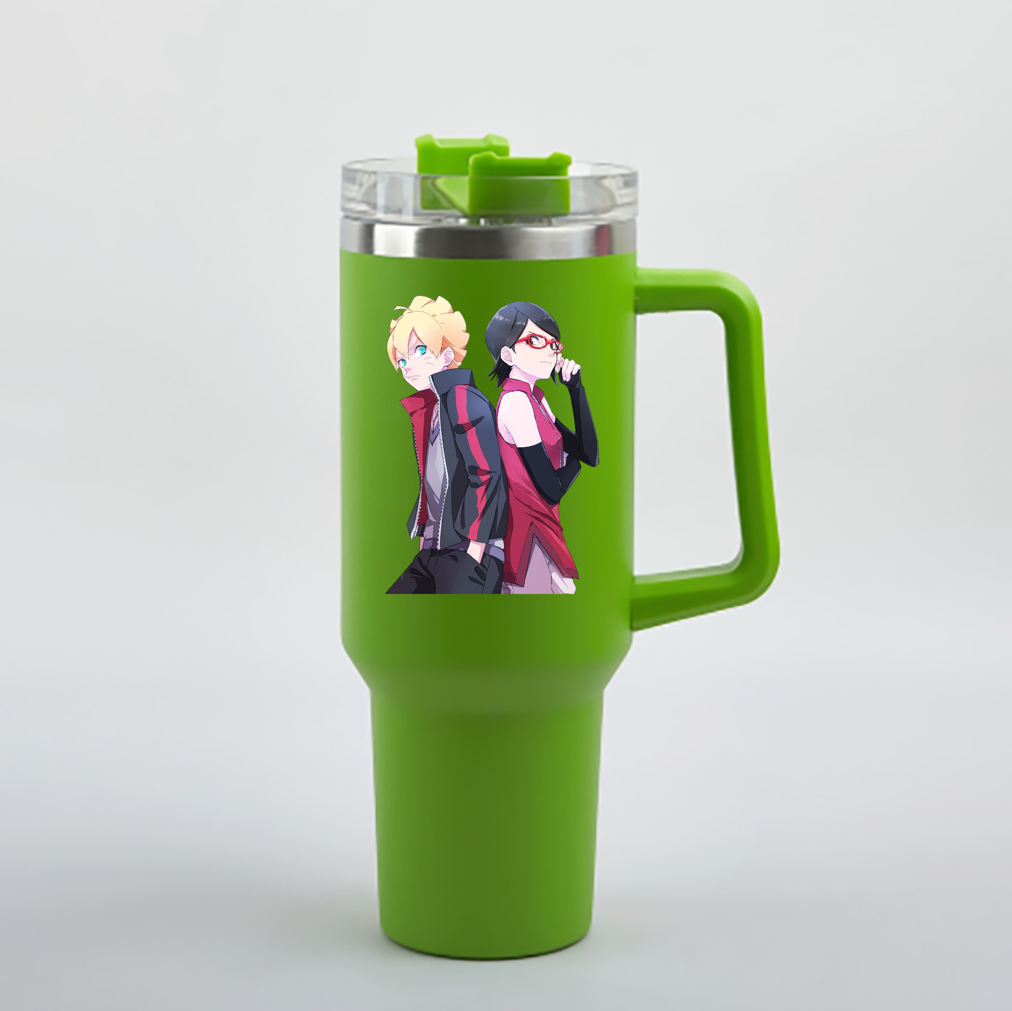 （画像用） NARUTO -ナルト- うちは サラダ Uchiha Sarada 1200mL車用タンブラー - クリスタルステッカー（プラスチックストロー付き）